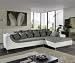 Sofa Wohnlandschaft London 323×211 cm Weiss / Grau Ecksofa mit Hocker