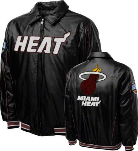 Miami Heat Faux Leather Full-Zip Varsity Jacket