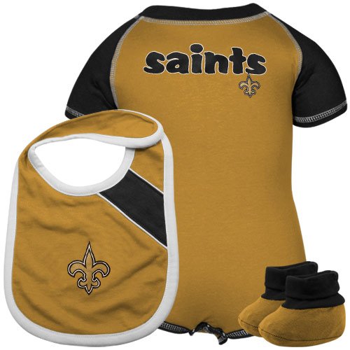 Reebok New Orleans Saints Infant Old Gold-Black Creeper, Bib & Bootie Set (18 Months)