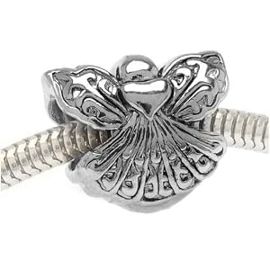 Silver-Tone-Two-Sided-Angel-With-Heart-Large-Hole-Bead-Fits-Pandora-1-