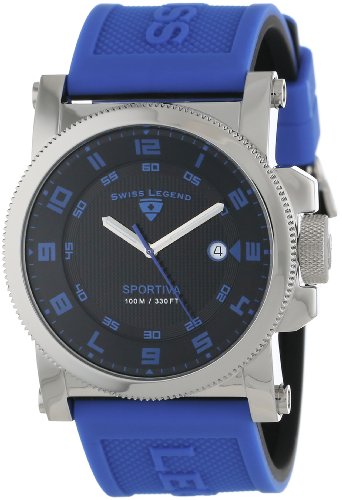 Swiss Legend Men's 40030-01-BLAS Sportiva Black Textured Dial Blue Silicone Watch Swiss Legend Men's 40030-01-BLAS Sportiva Black Textured Dial Blue Silicone Watch