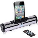AZATOM iFlute SILVER Docking station portable speaker for iPod & iPhone 4S - 4 - 3GS - 3G - 3 / Unique design / quality sound / Audio output plus a remote control