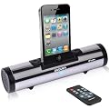 AZATOM iFlute SILVER Docking station portable speaker for iPod & iPhone 4S - 4 - 3GS - 3G - 3 / Unique design / quality sound / Audio output plus a remote control