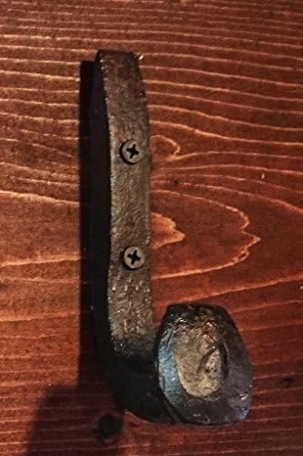 Heavy Duty Coat Hat Robe Tool Towel Hook Rail Rack Wall Mount Storage Display Rustic Holder Architectural Reclaimed Organizer Kitchen Bathroom Foyer Bedroom Closet Garden Garage Accessory Wooden Antique Vintage Metal (Red Mahogany and Antique Iron, 4" Rack Rail with 1 Railroad Spike Hook)