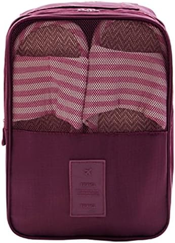 Shoe Bag OriDecor 3 Layer Multiple Purpose Shoe Bag, Water Proof Storage Shoe Bag with 1 Large Bag and 2 Zipper Mesh Bag, Convenient for Business Trip, Travel, Camping or Home Storage, Burgundy