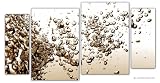 Wandbild auf echter Leinwand aufgespannt, Kunstdruck Jack Dyrell LIQUID SPLASH EDITION, 120cm x 65cm, 4 Teile, Bilder fertig gerahmt auf Keilrahmen riesig groß, XXL Ausführung, preiswert und günstiger als Ölbild Gemälde Poster Plakat mit Bilderrahmen, Dekoration für Raum und Wand, Wohnzimmer, Büro, Küche, Flur