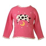 Toddler Girls PINK COW JUMPED OVER THE MOON Sweater MULBERRIBUSH Girl 2T-4T