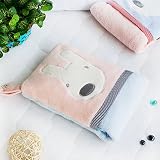 [Pink Rabbit] Fleece Throw Blanket Pillow Cushion Travel Pillow Blanket (28.3 by 35.1... by 