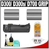 Zeikos MB-D10 Vertical Multi-Power Battery Grip + 2 EN-EL3e Batteries + Accessory Kit for Nikon D300, D300s and D700 Digital SLR