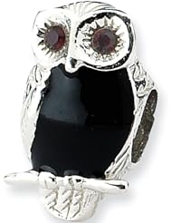 Reflections Beads Silver CZ Black Enamel Owl Animal Bead