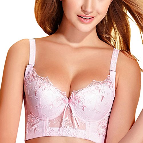 ETOSELL Women Ladies Lace Sheer Underwired Bra Side Support Plunge Push Up Bras