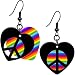 Rainbow Pride Peace Sign Heart Earrings