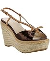 Prada chocolate metallic silk platform espadrilles