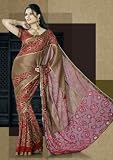 Review Indian Selections  / Golden Red Part Wear Brasso Sequined Embroidered Georgette Sari
