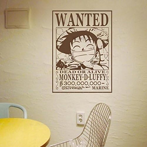 DIY wall sticker size 22x38nch(95x55cm) Creative Piece Luffy Wanted