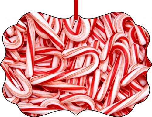Peppermint Candy Canes-Benelux Aluminum Christmas Ornament with a Red Satin Ribbon/Holiday Hanging Tree Ornament/Double-Sided Decoration/Great Unisex Holiday Gift!