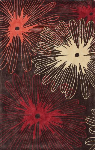 Modern Area Rug 6ft Round Brown Handmade Contemporary