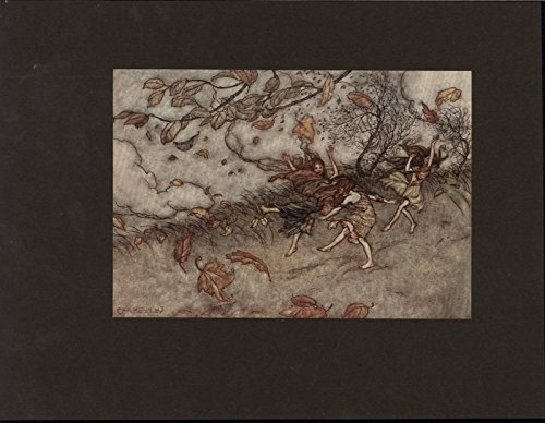 Sprites Dancing Merrily Windy Autumn Day Joyous 1906 old vintage color print