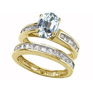 3.00 cttw Sterling Silver 14K Yellow Gold Plated Genuine Oval Aquamarine... by Finejewelers