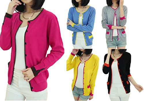 【ARINCO】 ツートーン カラー エレガント レディース カーディガン 冷房対策 選べる カラー 5色 大きい サイズ S M L XL XXL