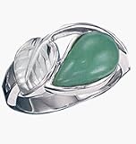 Avon Sterling SIilver Genuine Aventurine Leaf Ring Size 7