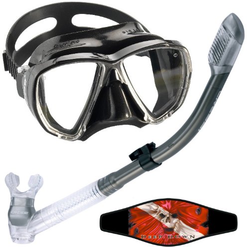 Cressi Big Eyes Snorkeling Dive Mask with 100% Dry Snorkel Set, Black