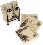 Coasters W/stand 5h X 4w Cream/black