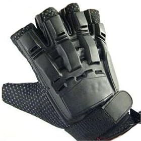 New Leather Biker Cycle Riding Gloves Fingerless Padded * Extra Large