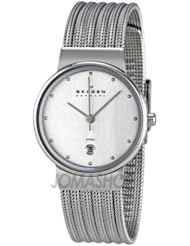 Skagen Womens 355SSS1 Steel Collection Patterned Mesh Stainless Steel Watch