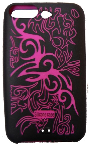 KingCase Ipod Touch 2G 3G Soft Silicone Tattoo Design Case (Black & Hot Pink) 8GB, 16GB, 32GB, 64GB