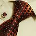 Orange Checkers Tie for Men Brown Checker Gift Idea for Man Handmade Silk Neckties Cuff Links Set 6441