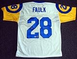 Marshall Faulk Autographed/Hand Signed St. Louis Rams White Jersey HOF 20XI PSA/DNA