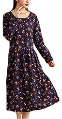 Winter Cotton/Linen Long Sleeves Vintage  Shirt  Dress