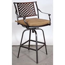Two Bar Stools Outdoor 46"H Aluminum Swivel Cushion Seat Dining