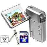 SVP HDDV-1500-Sil 11MP Max 2.4-inch LCD Digital Video Camcorder with Face detection  Image Stabilization + FREE SVP 32GB SDHC Memory Card  Tripod