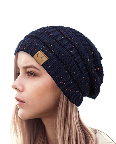NYfashion101 Exclusive Colorful Confetti Soft Stretch Cable Knit Slouch Beanie