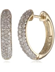 10k Gold Round-Cut Pave Diamond Hoop Earrings (1/2 cttw, H-I Color, I2-I3 Clarity)