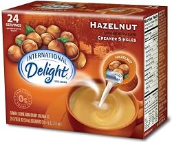 International Delight Hazelnut Non-Dairy Creamer, 24-count Creamer Singles (Pack of 6)
