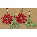 Poinsettia Shower Hooks - Holiday Theme Bath