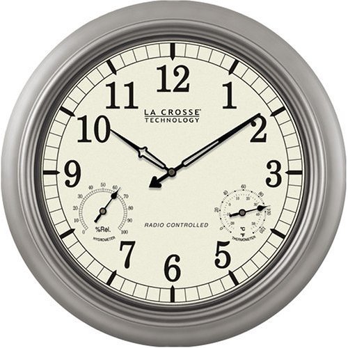 La Crosse Indoor/Outdoor Atomic Analog Clock, 18″