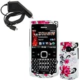 iNcido Brand Nokia X2-01 Combo Red Flower on White Protective Case Faceplat ....