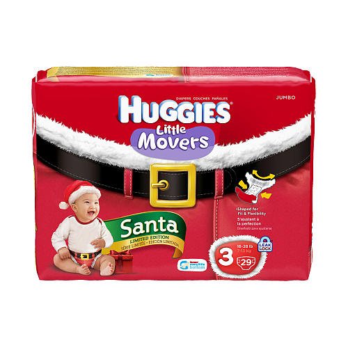 Huggies Little Movers Santa Diaper Jumbo Pack Size 3 (16-28lbs) - 29Ct