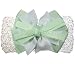 Green & White Ribbons Bow Crochet Headband - girls child baby toddler apparel head hair band bow bows girl soft infant youth accessory