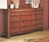 Bedroom Storage Dresser with Parquetry Design in Dark Walnut Finish
