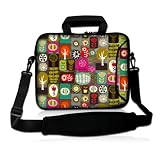 14 Inch Inspiring Colorful Modern DOUBLE Sided Print Design Dual Compartment Laptop Carrying Case Notebook Slipcase Bag Netbook Sleeve Cover + Detachable Padded Adjustable Shoulder Strap for Apple PowerBook Dell HP EliteBook Sony VAIO Toshiba