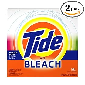 Tide Powder Detergent with Bleach, Original Scent, Case Pack, 95-Load Boxes (Pack of 2)