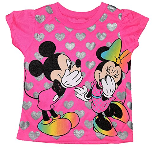 Disney Toddler Girls Mickey and Minnie Mouse in Hearts T-Shirt - Pink