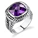 Elegance in Classic Style: Designer Inspired Sterling Silver Cable Style Deep Purple Amethyst CZ Ring