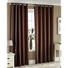 CHOCOLATE BROWN FAUX SILK LINED CURTAINS WITH EYELET RING TOP 66 x 72"