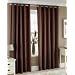 CHOCOLATE BROWN FAUX SILK LINED CURTAINS WITH EYELET RING TOP 66 x 90"